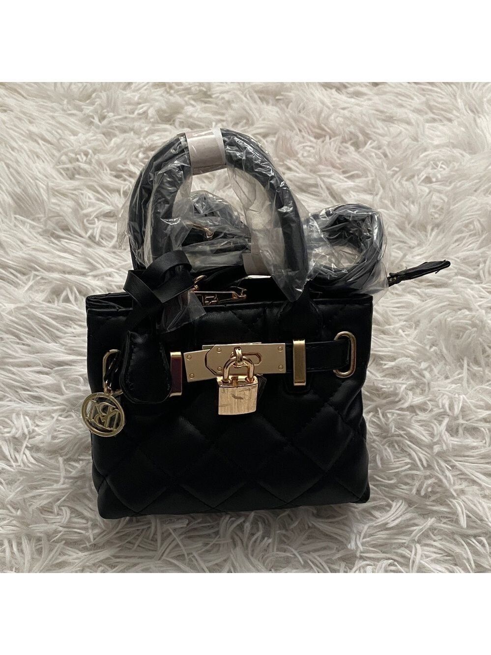 NWT Badgley Mischka Mini Black Quilted Handbag